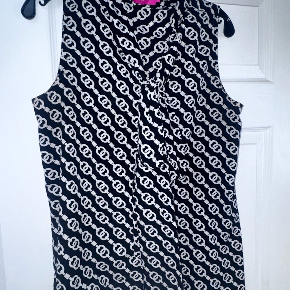 Macbeth Collection by Margaret Josephs Black and Cream Chain Blouse